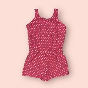 Romper. Pink with White Polka Dots.